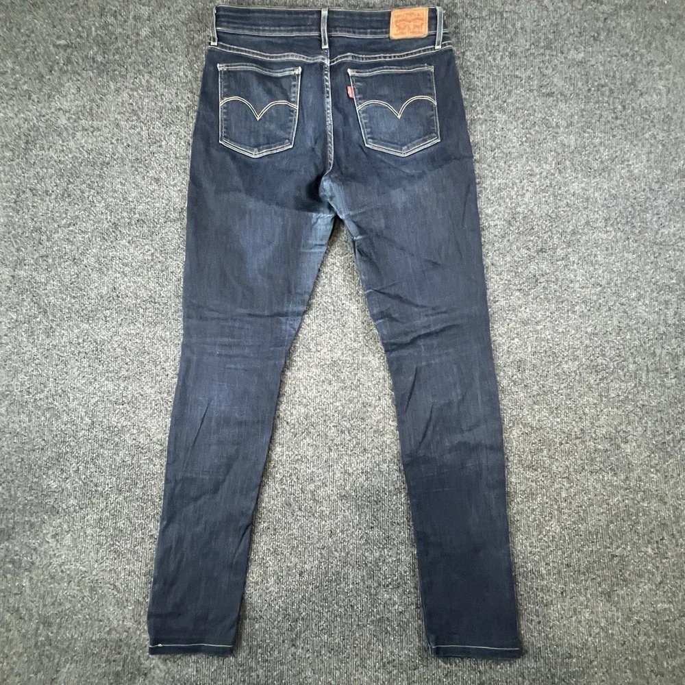 Levi's 711 Skinny Jeans‎ Women W30 L31 Dark Wash Stretch Blue Repaired Read